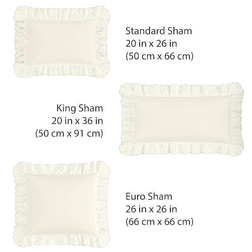 FRESH IDEAS Ruffled Bed Pillow Shams with Embroidered Eyelet Detail, Standard, Ivory, 2-Pack thumbnail 3