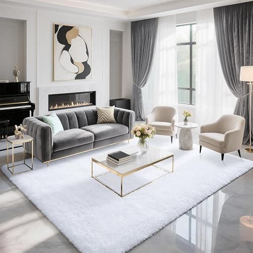 BENRON Fluffy White Rugs - Image 1