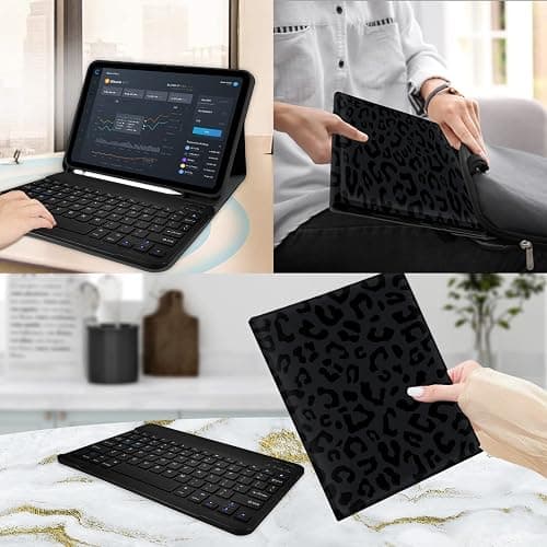 TopPerfekt Case Keyboard for iPad Gen 11th (A16) 11-inch 2025 / iPad 10th 10.9-inch 2022，Detachable, Rechargeable, Magnetically Absorbent,Pencil Holder for 10.9 inch Case with Keyboard- Black Leopard thumbnail 6