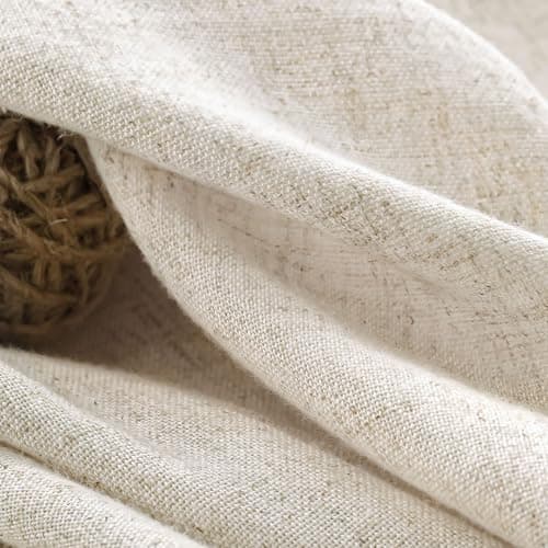 XOGUIBO Farmhouse Shower Curtain with Ruffle Hem Linen Flax Ivory White Shower Curtains for Bathroom Country Vintage Rustic Natural Fabric, 72" W x 72" L thumbnail 5