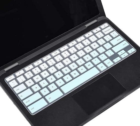 Keyboard Cover for DELL Inspiron 11.6" Chromebook/DELL Chromebook 11 3100 C3181 3120 3180 3181 3189 5190 11.6 inch/DELL Chromebook 13 3380 13.3" Chromebook Protective Skin, Ombre Mint Green thumbnail 6