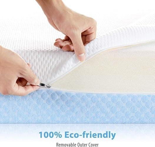 Dourxi Crib Mattress, Dual Sided Comfort Memory Foam Toddler Bed Mattress, Triple-Layer Breathable Premium Baby Mattresses for Infant and Toddler w/Removable Outer Cover - White&Blue thumbnail 7