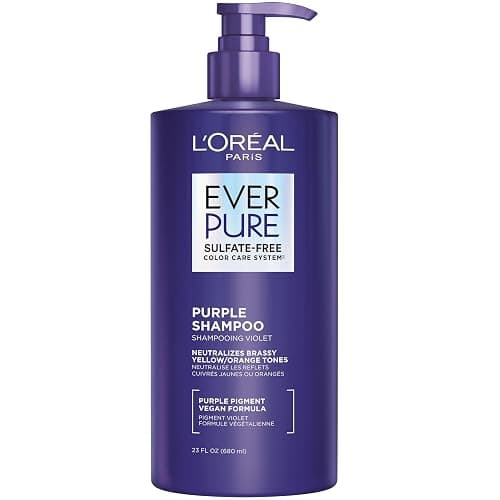 L’Oreal Paris Sulfate Free Brass Toning Purple Shampoo for Blonde, Bleached, Silver, or Brown Highlighted Hair, EverPure, 23 Fl Oz (Packaging May Vary) - Image 1