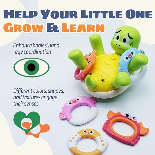 Sizobi Baby Bath Toys, Rechargeable Turtle Bath Toy Sprinkler for Kids Toddler with 5 Rings, Bathtub Fountain Spray Toy for Baby, Pool Water Table Bath Toys for Kids Ages 1-3 4 5 6 Year Old Boys Gifts thumbnail 5