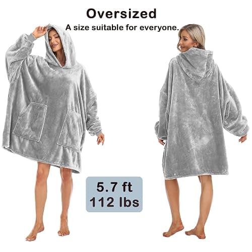 Kipswiza Blanket Hoodie - Wearable Blankets Oversized Cozy Flannel Sweatshirt Blanket as Gifts for Adult Women Men thumbnail 4