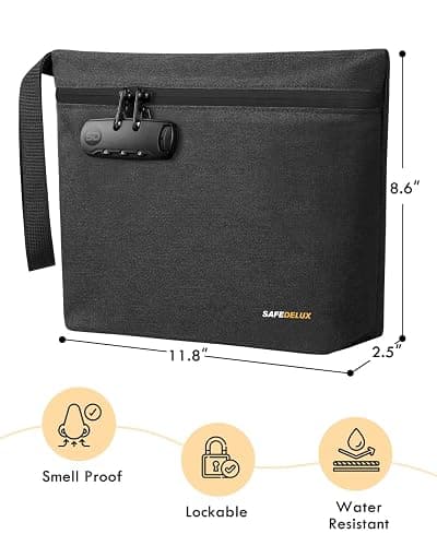 SafeDelux Smell Proof Bag, Smell Proof Container with Combination Lock, Durable Odor Proof Bag with Carbon Lining, Secure Odorless Travel Pouch, Great Christmas Gifts thumbnail 4