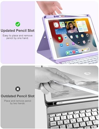 Hamile for iPad 9th Generation Case with Keyboard 10.2 Inch - Backlit Wireless Detachable Folio Keyboard Cover with Pencil Holder for iPad 8th Gen/7th Gen/iPad Pro 10.5"/iPad Air 3rd Gen (Purple) thumbnail 7