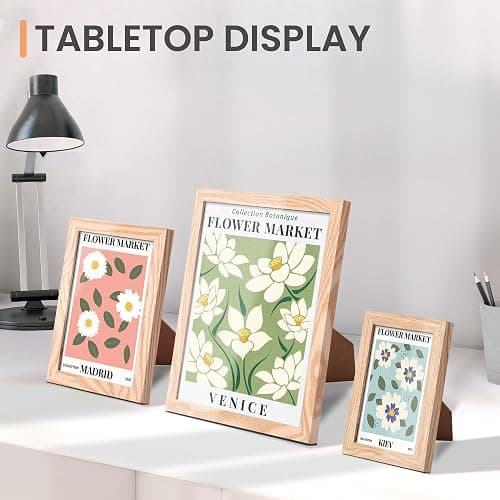 upsimples 10 Pack Picture Frames Collage Wall Decor for Mounting or Tabletop Display, Photo Gallery Frame Set for Family, Multi Sizes Including 8x10, 5x7, 4x6, Natural - Natural thumbnail 5
