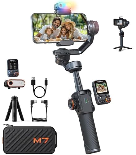 hohem iSteady M7 Gimbal Stabilizer for iPhone, 3-Axis Smartphone Gimbal with Magnetic AI Tracker Fill Light, Detachable Touchscreen Remote Controller, Built-in Extension Rod, 500g Payload - Image 1