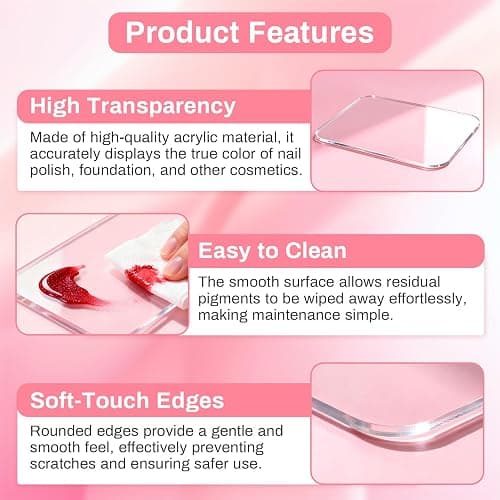 RAQEHO Acrylic Nail Art Palette - Transparent Nail Gel Polish Paint Mixing Pallet Design Plate For Nail Art Foundation Makeup Mixing Tray Display Stand Manicure Tools Supplies Accessories(3.15"×4.72" thumbnail 3