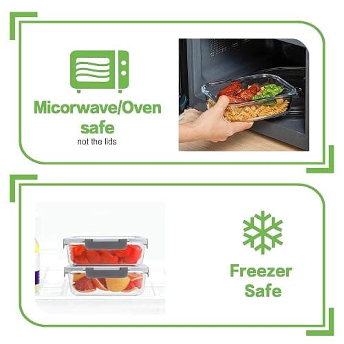HOMBERKING 24pc Borosilicate Glass Food Storage Containers with Snap Locking Lids, Glass Meal Prep Containers, Airtight Lunch Boxes, Oven, Freezer and Dishwasher Safe, BPA Free, Kitchen Storage Set thumbnail 5