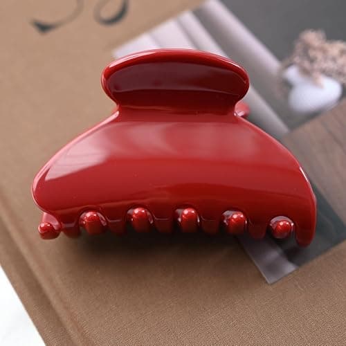 Prettyou Handmade Celluloid Acetate French Design Barrettes Tortoise Shell Claws Hair Claw Luxury Fashion Accessories Hair Clip for Women (burgundyred) thumbnail 2