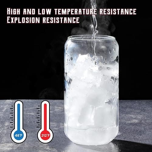ZUFIO Lot de 4 gobelets en verre avec couvercles et pailles en verre – 450 ml – Joli verre à café glacé résistant à la chaleur et à la glace – Gobelet transparent pour café, smoothie, soda, cocktail thumbnail 6