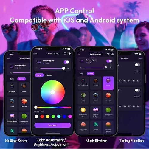 Molemyn Sunset Lamp Projector with APP Control - 21 Color Clhanging LED Sunset Light, 180° Adjustable for Photography, Bedroom Decor, Party, Wedding, Mood Lighting thumbnail 5