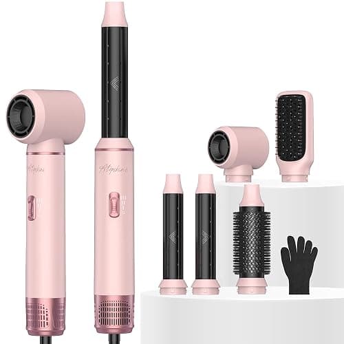 ATOPSKINS 5-in-1 Hair Dryer Brush, Hot Air Styler with Auto-Wrap Curlers | Dry, smooth, volumize and create airflow curls with 5 styling attachments + thermal glove; 3 heat levels, 110V/800W. - Image 1