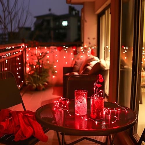 JMEXSUSS 4 Pack 50 LED Red Fairy Lights Battery Operated, 16.1ft Mini Firefly Starry Lights, Red String Lights for Bedroom Wedding Party Christmas Halloween Decorations thumbnail 2