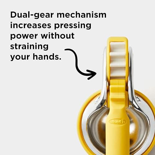 Chef'n FreshForce Lemon Squeezer Citrus Juicer, Manual Hand Press with Dual-Gear Power for Maximum Juice Extraction, Durable, Yellow thumbnail 5