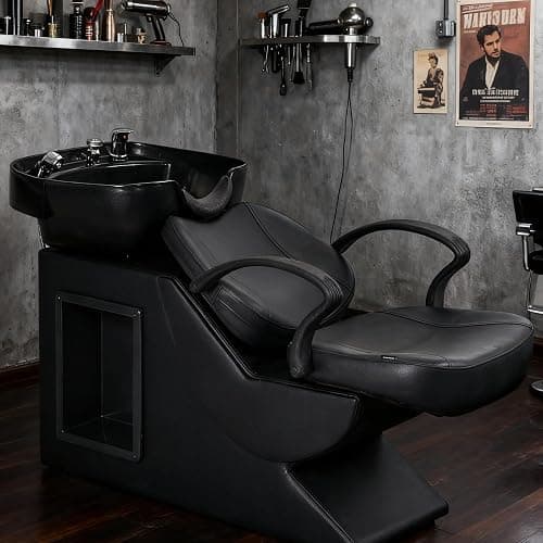 Seogwisam Shampoo Bowl and Chair Set for Salon, Backwash Barber Chair,ABS Plastic Shampoo Bowl Sink Unit w/Storage Box for Beauty Spa Barbershop thumbnail 2