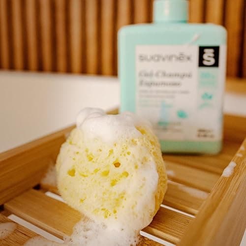 Suavinex, Esponja Bebé Recién Nacido, Esponja 100% Natural para Bebé, Apta Pieles Sensibles, Esponja Marina, Esponja de Baño Muy Suave y Absorbente, con Estuche Canastilla para Guardar. Amarillo thumbnail 4