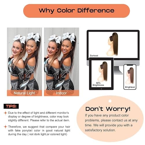 SEIKEA Cheer Ponytail Hair Piece, 18" Straight Cheerleader Hairpiece Ponytail Extension for Cheer Competitions, Dance, Costume, Dress up, Soft Natural Look for Teens Girls Blonde thumbnail 9