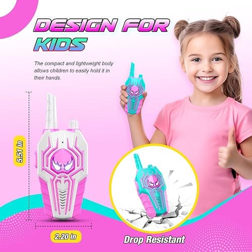 Cool Walkie Talkies for Girls Kids: Birthday Toys Gifts for 3 4 5 6 7 8 Year Old Girls Toys Ages 6-8 Kids Walkie Talkies 2 Pack Outdoor Toy for 3-8 Year Old Girl Gift thumbnail 3