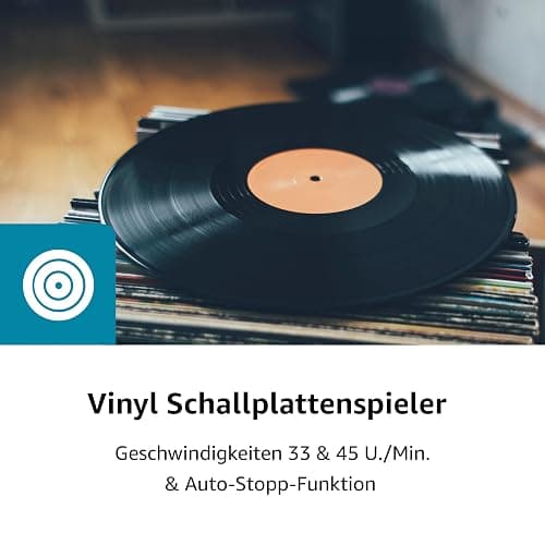 Karcher Plattenspieler mit eingebauten Stereo-Lautsprechern, Vinyl Schallplattenspieler, Line Out, Kopfhöreranschluss, 2 Geschwindigkeiten, Nostalgie Retro Turntable, KA 8050 silber thumbnail 4