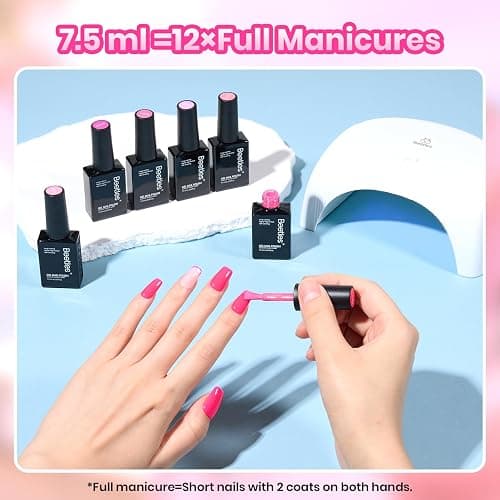Beetles Pink Gel Polish Set, Summer Heartbeat, 6 Colors Gel Nail Polish Set | Light Hot Dark Pink Shades, Soak-Off UV LED, Long-Lasting Neon Nails Art for Salon, Home DIY & Holiday Manicures thumbnail 6
