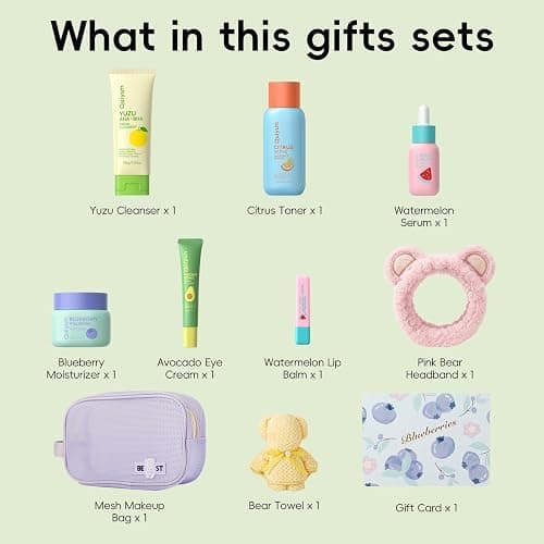 QUIYUM Fruit Skin Care Sets for Teen Girls, 6 Daily Routine Skincare Gift | Facial Cleanser, Toner, Eye Cream, Moisturizer, Serum, Lip Balm, Birthday, Christmas Gift, Stocking Stuffers thumbnail 7