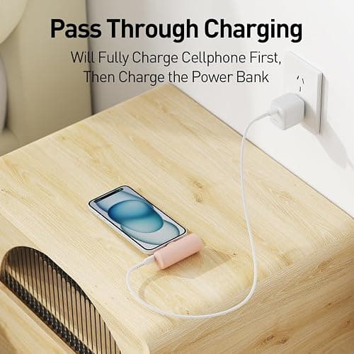 iWALK Portable Charger for iPhone 15/16/17, Power Bank with Build-in USB C Connector, 4,500mAh Battery Pack Phone Charger for iPhone Series, Samsung S22/23/24 Series and Android, Pink thumbnail 5