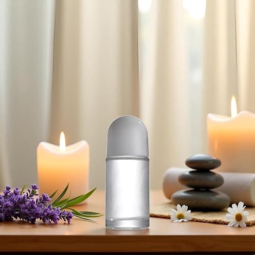 2Pcs White 50ML Glass Empty Roller Bottles with Plastic Roller Ball, Deodorant Roll On Containers Leak Proof Massage Ball Bottles with Cap for Essential Oil Perfume Cosmetics thumbnail 3