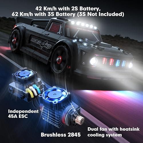 HYPER GO 14301 V3 1/14 RTR Brushless RC Drift Car with Gyro, Max 38 mph Fast RC Cars for Adults, 4WD All-Road Street Bash RC Truck, Electric Powered High Speed Drifting for Adult thumbnail 2