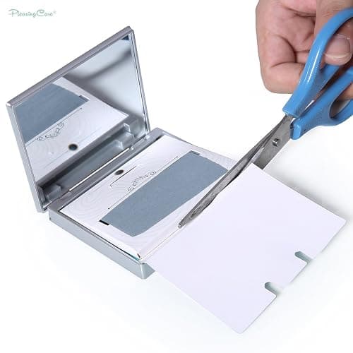 Makeup Mirror with Facial Oil Blotting Paper Sheets - Bamboo Charcoal 100 Counts, Silver Compact Folding Cosmetic Travel Mirror thumbnail 3