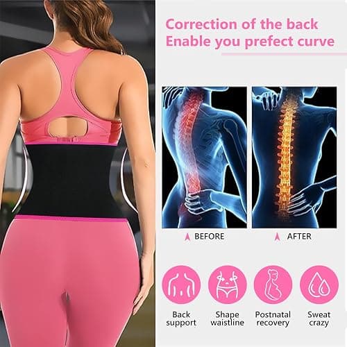 AMZBOSS Waist Trainer for Women Lower Belly Fat, Waist Sweat Band for Women, Belly Band Sweat Belt, Stomach Wrap, Body Shaper thumbnail 3