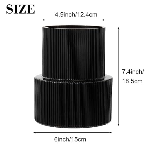YANWE1 Ribbed Glass Vase, Flower Vase, Fluted Black Vases for Flowers, Modern Vases for Living Room, Dining Table, Entryway, Shelf, Wedding, Office, Coffee Table, Birthday, 7.5 Inches thumbnail 3
