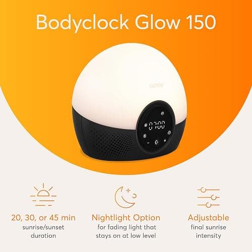Lumie Bodyclock Glow 150 - Sunrise & Sunset Alarm Clock - Bedside Lamp with Custom Light Duration - Wake-Up, Night & Reading Light - Warm LEDs thumbnail 2