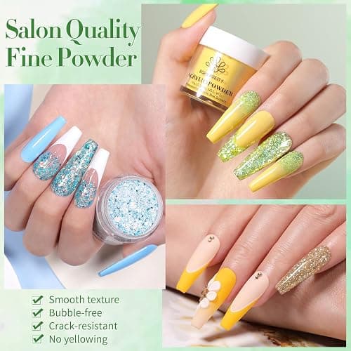 Born Pretty Acrylic Powder Set 36 Colors Spring Summer Acrylic Nail Powder Nude Pink Red Green Blue Purple Yellow Professional Polymer 3D Nail Art Kit for French Extension Carving Christmas Gift Set thumbnail 5