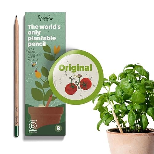 SproutWorld Plantable Pencils 8 Pack | HB Pre-Sharpened Wood-Cased Graphite with Flower, Herb & Vegetable Seeds | Eco-Friendly Gift for Drawing, Sketching & Shading | Original Edition - Image 1