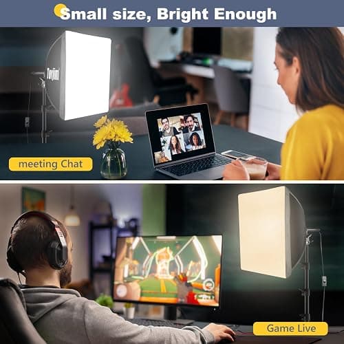 Torjim Softbox Photography Lighting Kit, 16'' x 16'' Professional Softbox Lighting Kit with 85W 3000-7500K LED Bulbs, Studio Lights for Photography/Video Recording/Live Streaming/Portraits Shooting thumbnail 3