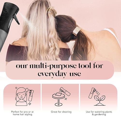 Kitsch Continuous Spray Bottle for Hair – Fine Mist Water Mister & Water Spray Bottle – Recycled Hair Spray Bottle – Spray Bottles for Cleaning, Styling, Plants & More – Black, 150ml thumbnail 6