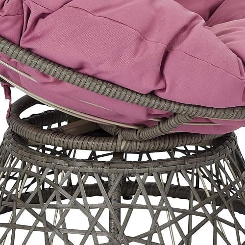 OSP Home Furnishings Wicker Papasan Chair with 360-Degree Swivel, Grey Frame with Purple Cushion thumbnail 8