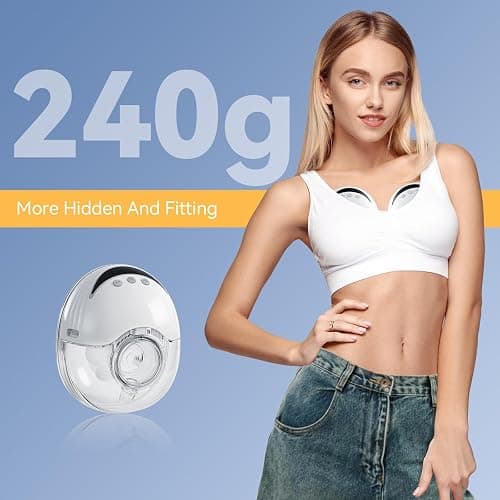 Hands Free Breast Pump Wearable MY-375 - Strong Suction, Low Noise, Portable Electric Breast Pump with 4 Mode & 12 Levels - 19/21/24mm Insert/Flange, 2 Pack (White) thumbnail 2