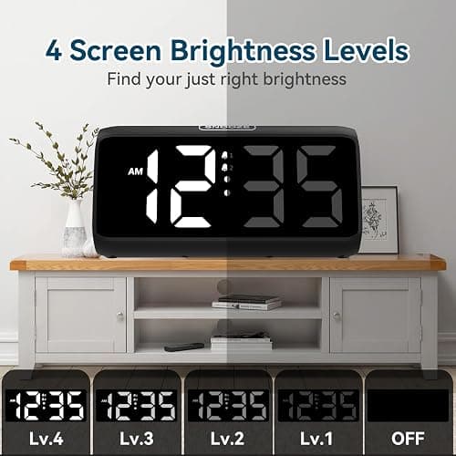 Netzu Digital Alarm Clocks for Bedrooms, Loud Alarm Clock with Dual Alarms, Bold Digits, 5 Dimmers, 4 Volumes, Snooze, Bedside Clock for Deep Sleepers Kids Teens Seniors, Plug in Clock, Easy to Setï thumbnail 5