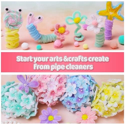 IOOLEEM Pipe Cleaners,200pcs in 7 Colors, Pastel Pipe Cleaners, Macaron Candy Colors, Chenille Stems for Art and Craft Projects, Flower DIY Decorations thumbnail 6