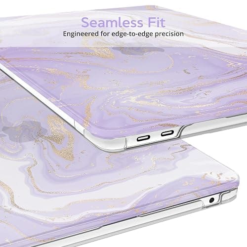 B BELK Compatible with MacBook Air 13 inch Case 2021 2020 2019 2018 M1 A2337 A2179 A1932 Touch ID, Plastic Hard Shell+ 2 Keyboard Cover+ Screen Protector for MacBook Air 13.3 inch Case, Purple Marble thumbnail 7