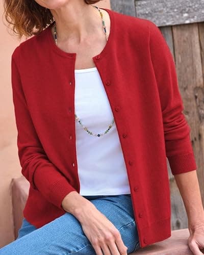 MEETFOND Cardigan for Women Lightweight Crewneck Cardigan Classic Sweater Knit Outwear thumbnail 4