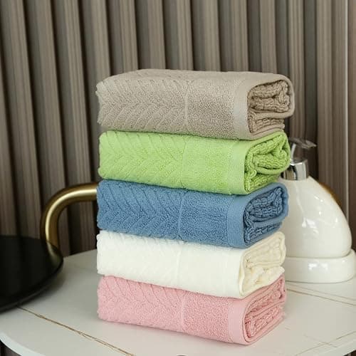 YiLUOMO Blue Hand Towel Set of 2 100% Cotton Terry Striped Pattern Ultra Soft Absorbent Hand Towel for Bathroom Summer Decorative13 X 29" thumbnail 8