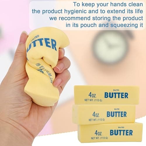 3pcs Butter Stick Squishy Toys, Ultra Soft Slow Rising Food Shaped Squeeze Fidget Toys for Anxiety Relaxation Perfect for Kids & Adults Party Favors & Birthday Gifts thumbnail 5