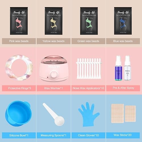 Madors Waxing Kit for Women Wax Kit for Hair Removal Intelligent Temperature Control Wax Machine with Hard Wax Beads (Pink) thumbnail 2