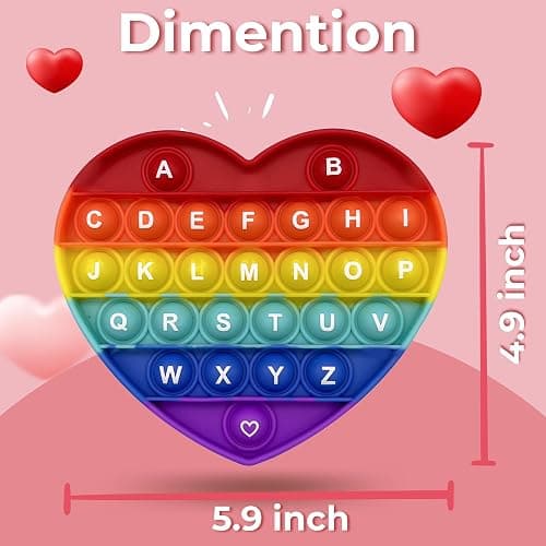 PETBSNVB Rainbow Heart Shaped Pop Bubble Valentines Fidget Toy with Letters and Numbers, Xmas Gift Sensory Toy with Alphabets Kids Birthday Party Classroom Prize Stress Reliever thumbnail 2