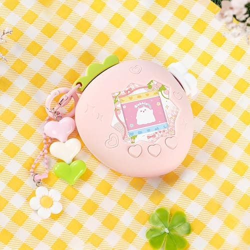 BUBBLELOGUS Strawberry Bubble Protective Case for Tamagotchi Paradise, Soft TPU Silicone Cover with Faceplate, Flower Shaped Zoom Dial Cap & Charms Set, Anti-Scratch & Waterproof (Pink) thumbnail 2